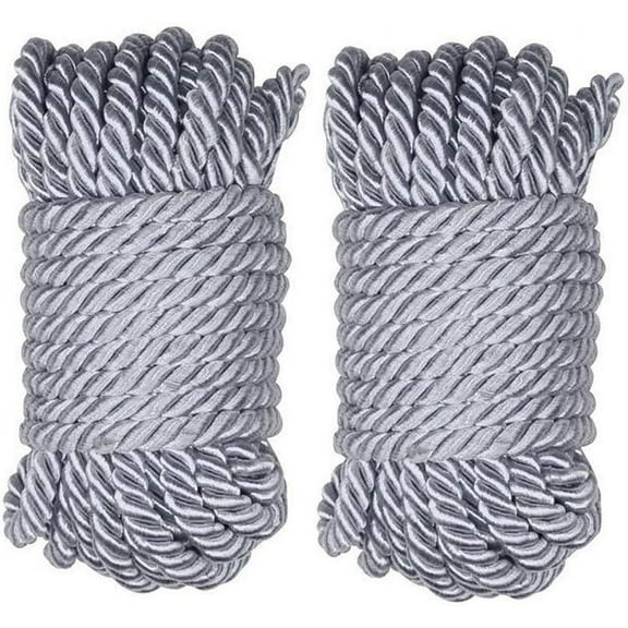 32 feet 8mm(1/3inch) Diameter Soft Silk Rope Solid Braided Twisted Ropes,10m Strong All Purpose Twine Cord Rope String Thread Shiny Cord