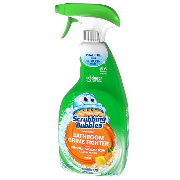 32 fl oz Citrus Bathroom Cleaner Disinfectant Spray Grime Fighter, Ideal for Shower, Toilet, Countertops and Bathtub