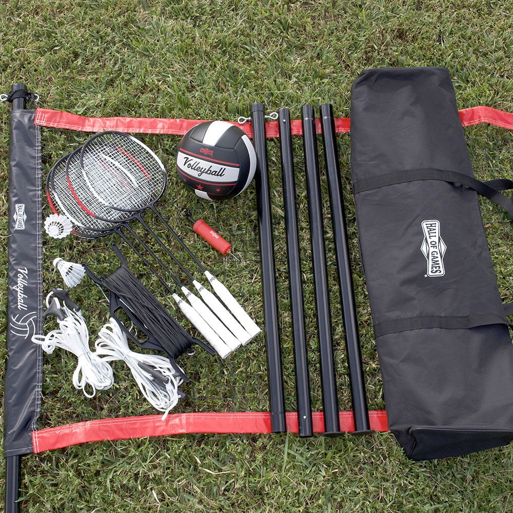 32 ft Outdoor Volleyball and Badminton Net with Carrying Bag Accessories Set by Hall of Games