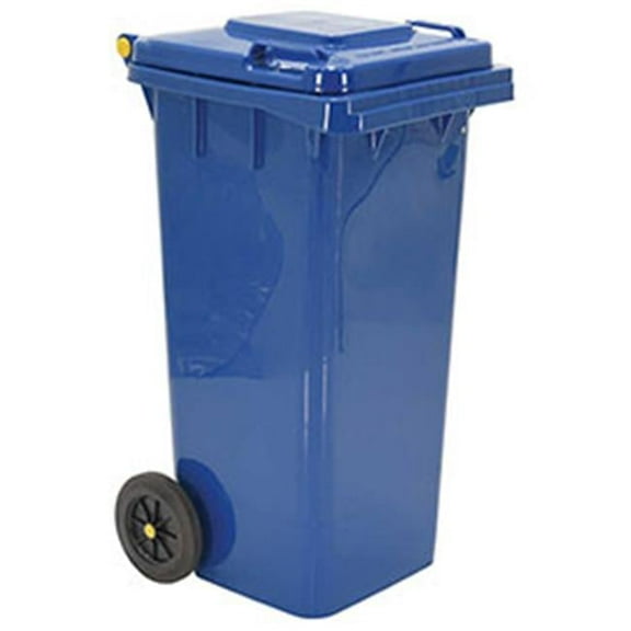 32 gal Mobile Trash Can, Blue
