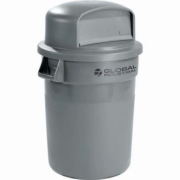 32 gal Plastic Trash Can with Dome Lid - Gray