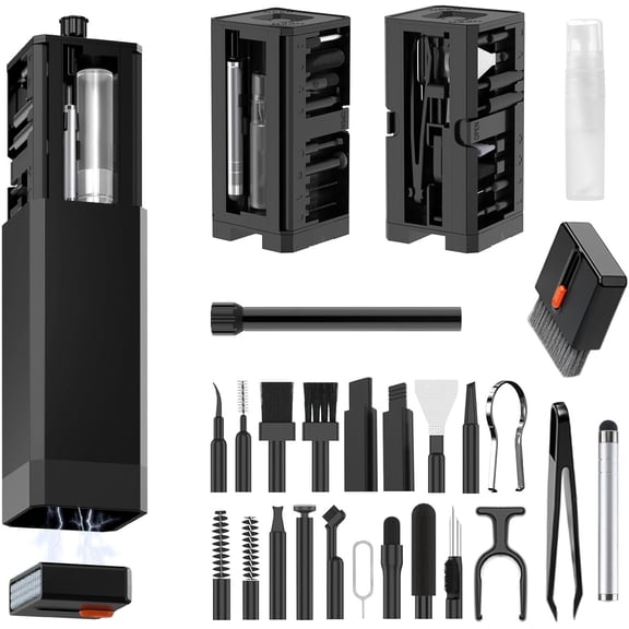 32-in-1 Keyboard Cleaning Kit for MacBook Laptop , Earbud Cleaner Kit for Airpod Earphones, Multi-Function PC Cleaner Kit for Cell Phone Camera (Black)
