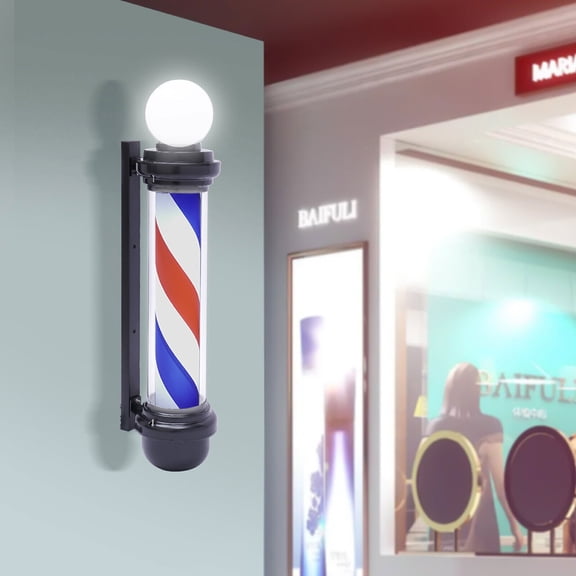32 in Barber Pole LED Light Red White Blue Rotating Stripes Hair Salon Shop Sign