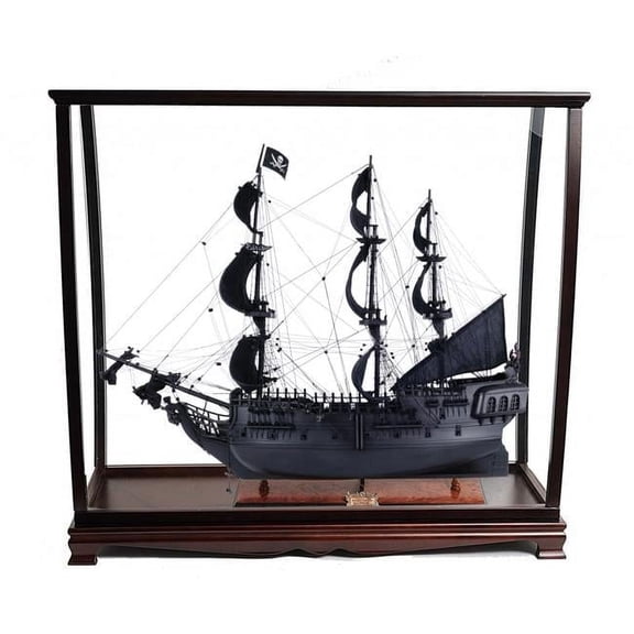 32 in. Black Pearl Pirate Medium Display Case Boat Hand Painted Decorative Boat