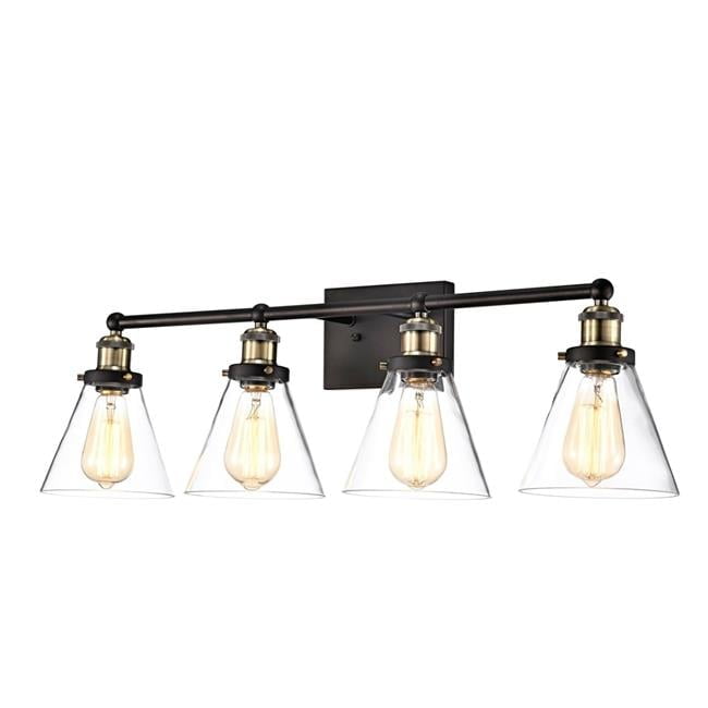 Transitional Sparkle 32" Rubbed Bronze 4-Light Vanity Fixture