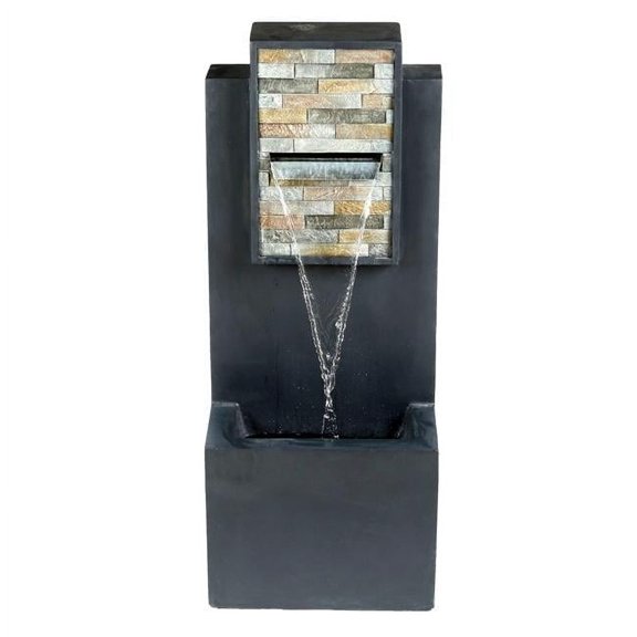 32 in. Contemporary Finish with Rock Texture Fountain & LED Light