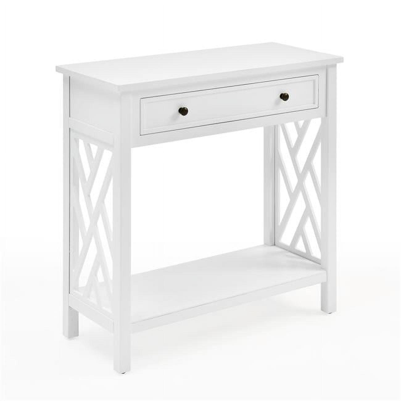 White Pine and Metal Console Table with Storage