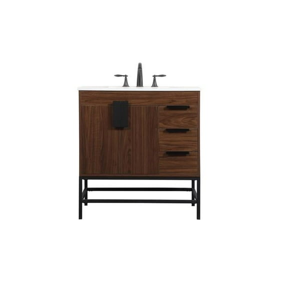 32 in. Eugene Single Bathroom Vanity, Walnut