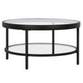 thumbnail image 1 of 32 in. Glass Round Coffee Table with Shelf, Black, 1 of 1