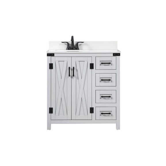 32 in. Grant Single Bathroom Vanity with Backsplash, Gray