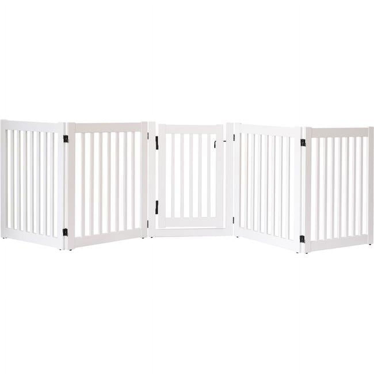 32 in. Highlander Series Solid Wood Pet Gate White 5 Panel Walk Through Walmart