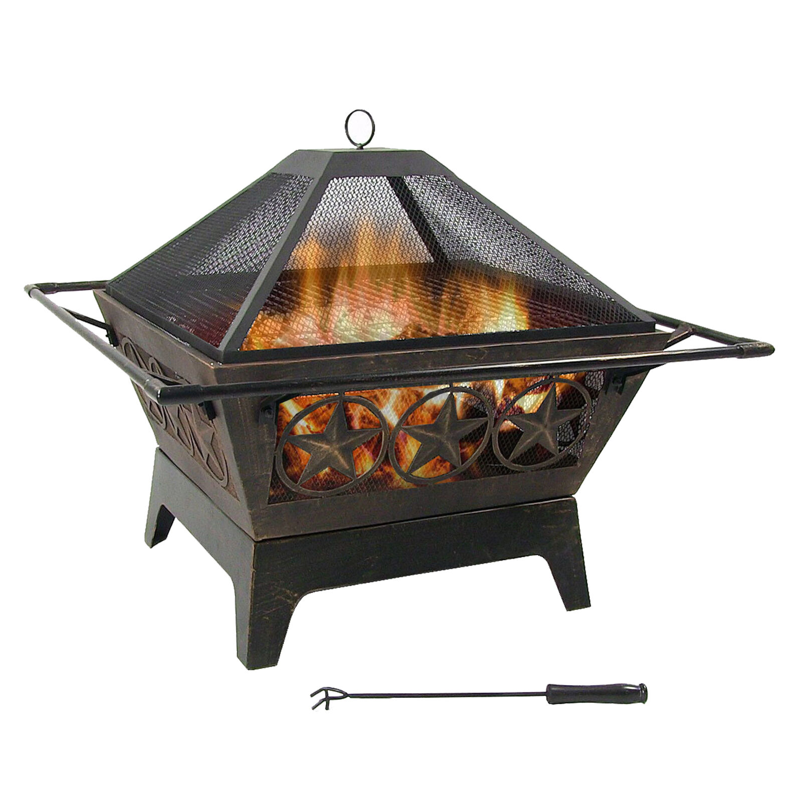 32 in Northern Galaxy Steel Fire Pit with Grate, Screen and Poker