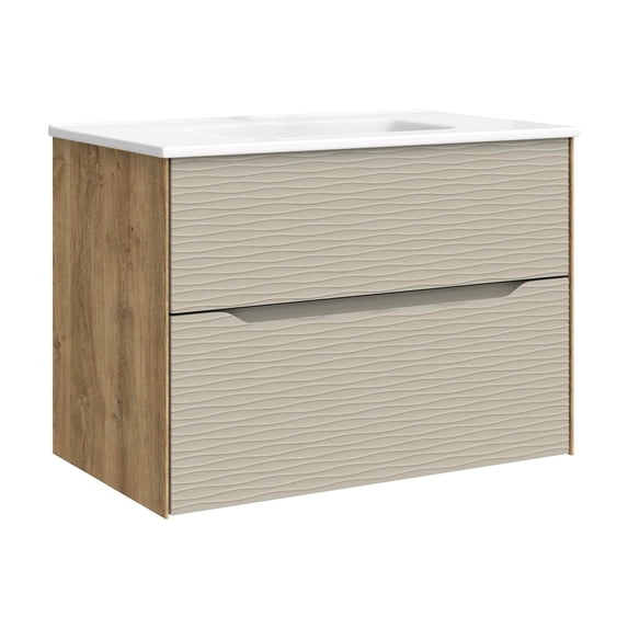 32 in Oak Vanity with Basin, Ample Storage / Ideal for Modern Bathrooms