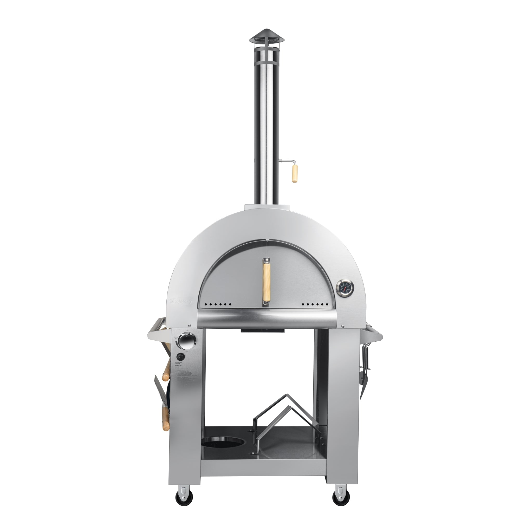 32-Inch Stainless Steel Dual Fuel Outdoor Pizza Oven with Casters