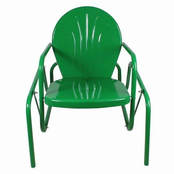 32 in. Outdoor Retro Metal Tulip Single Glider - Forest Green
