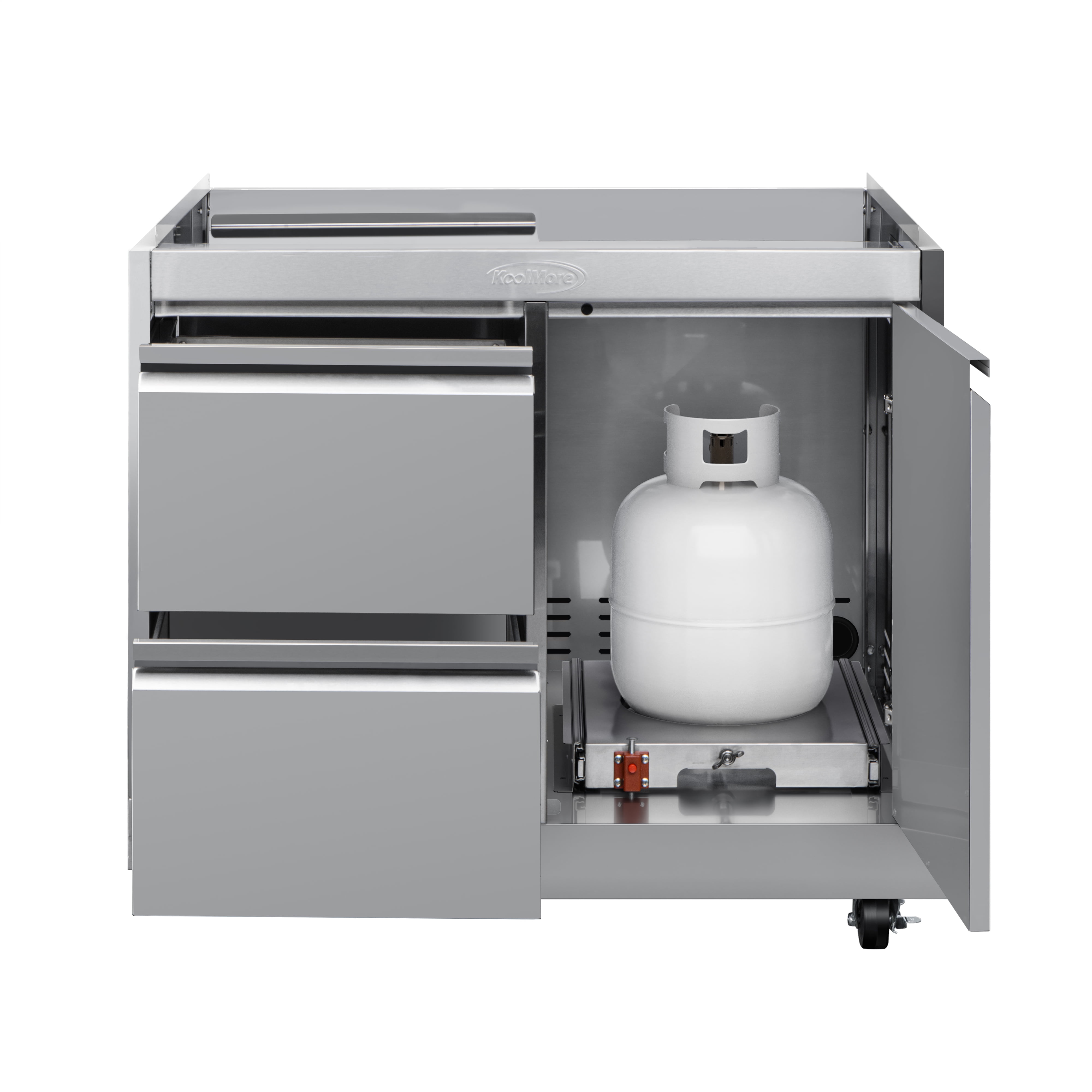 32 in. Stainless Steel Outdoor BBQ Cabinet with Drawers and Gas Tank Storage