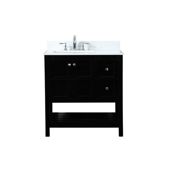 32 in. Single Bathroom Vanity, Black with Backsplash