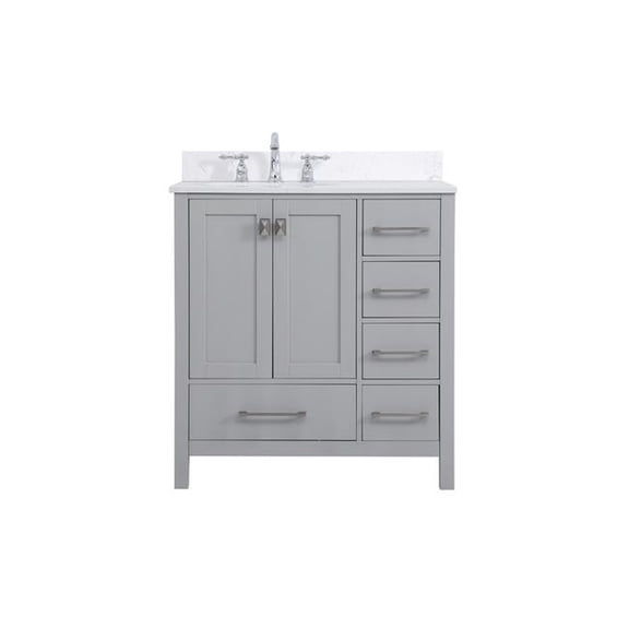 32 in. Single Bathroom Vanity with Backsplash - Gray