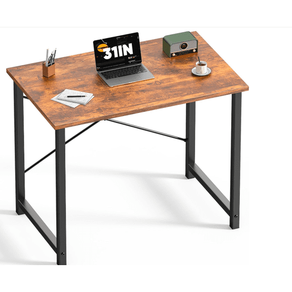 32 in Small Computer Desk for Home Office, Modern Study Work Table Simple Style for Bedroom, Writing Desks with X-Shaped Reinforcement