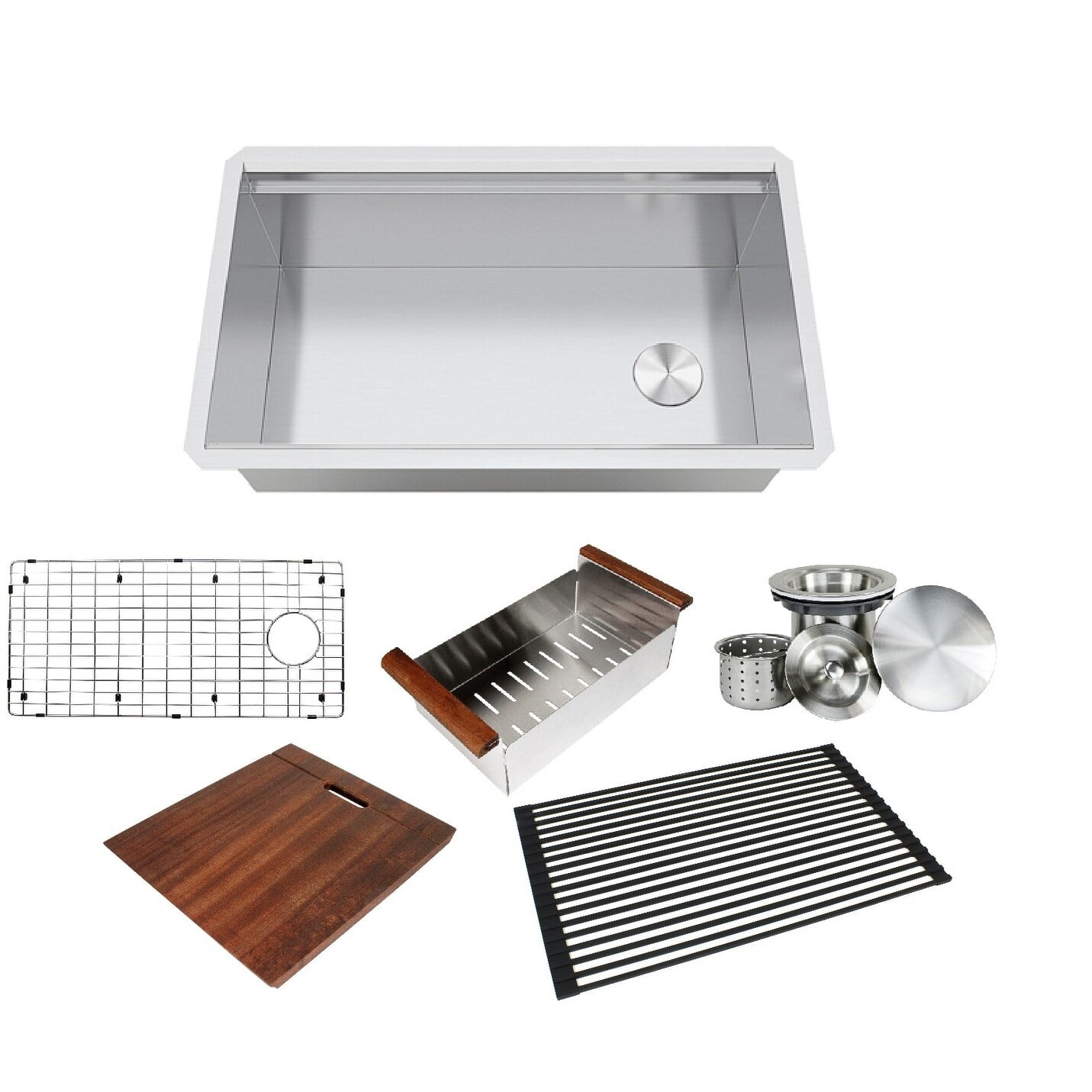 32 in. Stainless Steel Undermount Single Bowl Kitchen Sink with Accessories