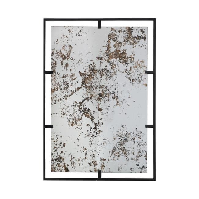 Rustic Charm 32" Black Metal Framed Rectangular Dresser Mirror
