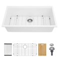 32 in. Undermount Deep Single Bowl White Granite Composite Workstation