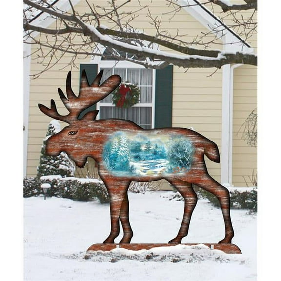 32 in. Woodsy Moose Scenic Free-Standing Garden Decor