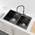 thumbnail image 1 of 32-in x 19-in Double Bowl Stainless Steel Kitchen Sink Drop-In Overmount Sink in Brushed Nickel 16 Gauge, 1 of 11