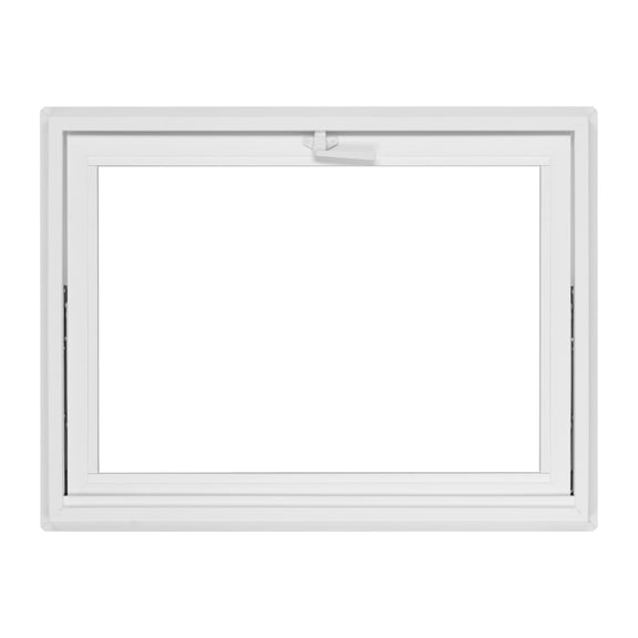 32 in. x 24 in. White Vinyl Double-Pane Insulated Basement Hopper Window with Screen