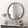 thumbnail image 1 of 32 in. x 32 in. Round Bathroom Vanity Mirror Black Metal Framed Wall Mirror, 1 of 11