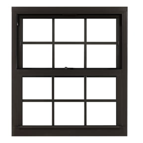 32 in. x 36 in. Brown Aluminum Double Hung Double-Pane Insulated Window with Low-E Glass, Grids and Screen