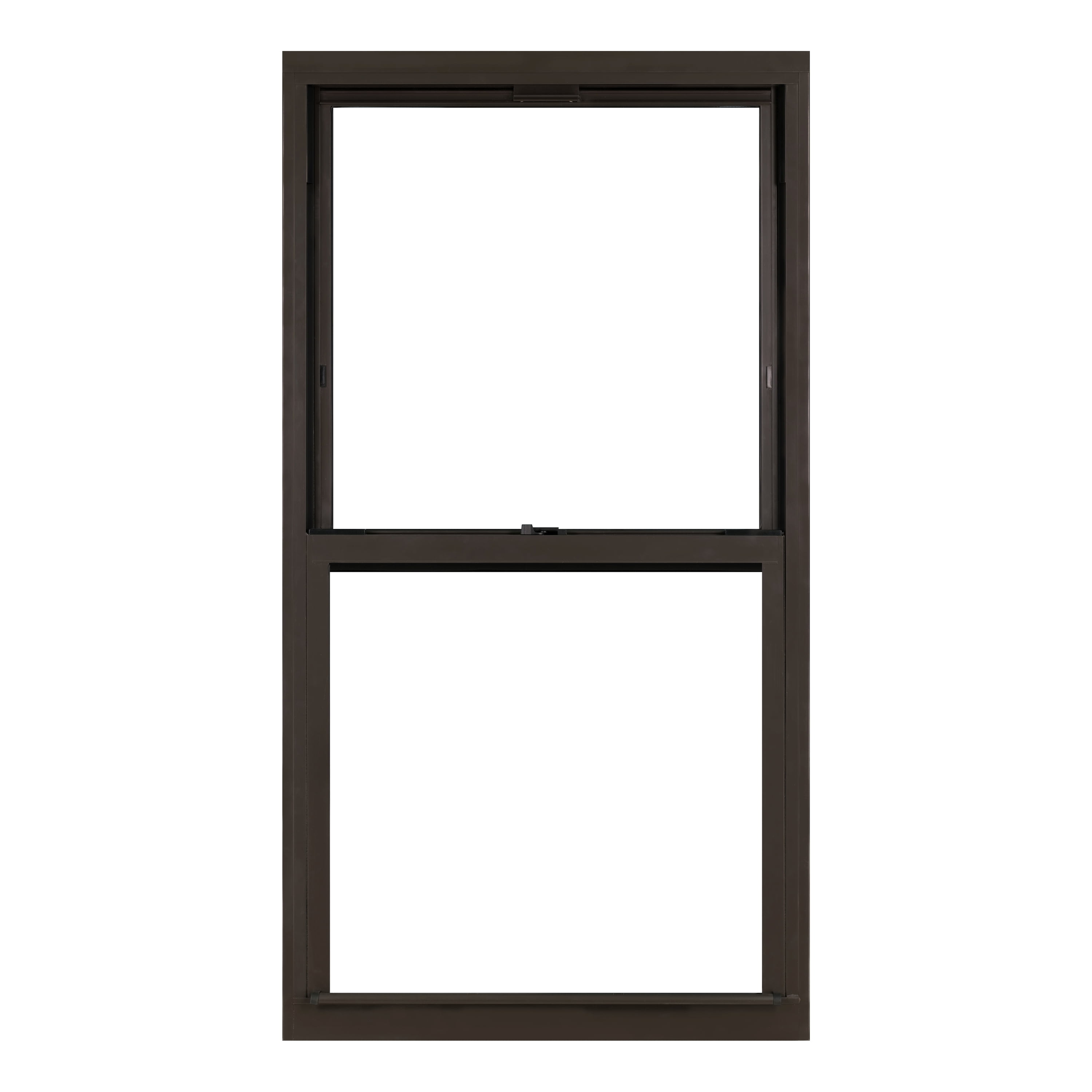 32 in. x 60 in. Brown Aluminum Double Hung Double-Pane Insulated Window with Low-E Glass and Screen