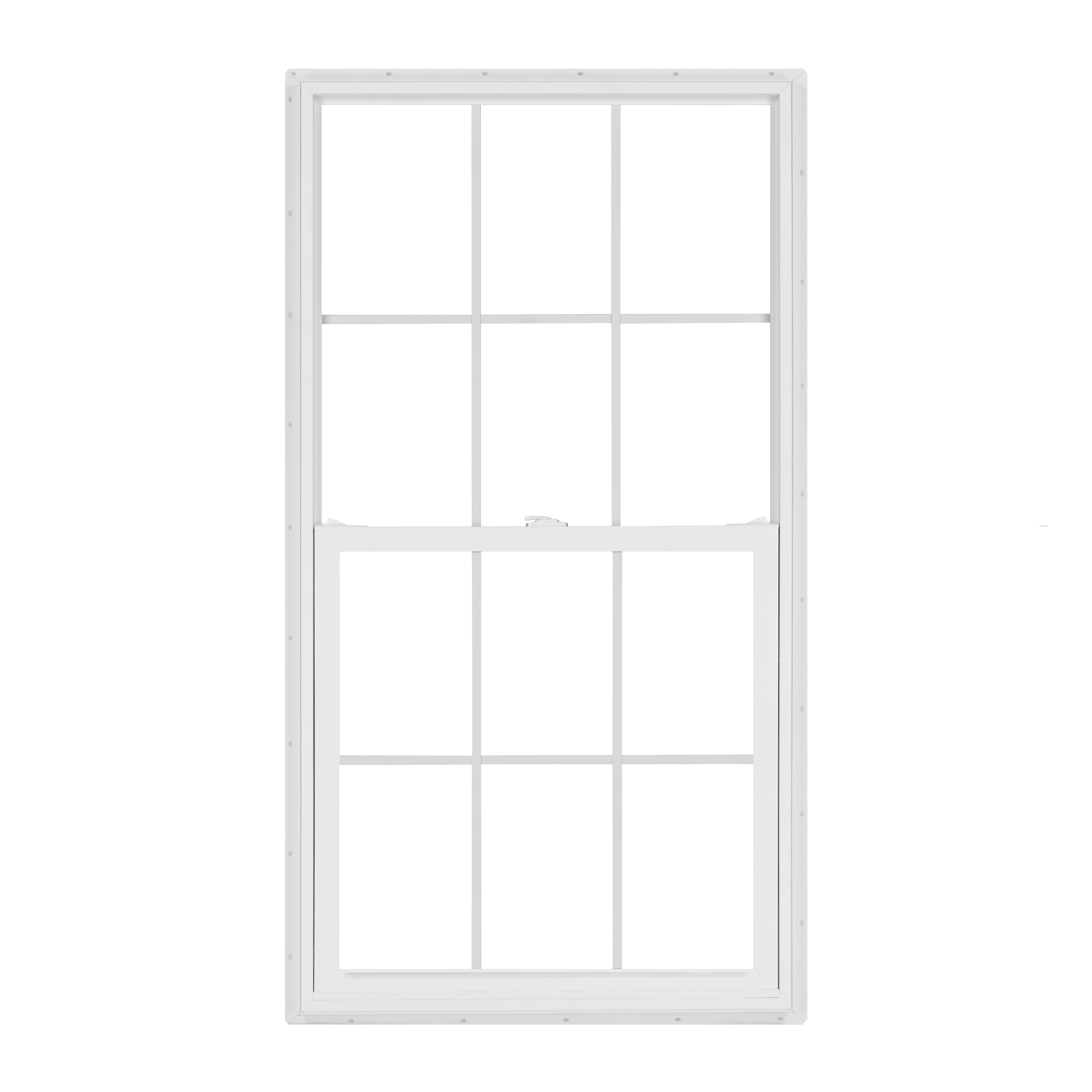 32 in. x 60 in. White Vinyl Double-Pane Insulated Single Hung Window with Grids