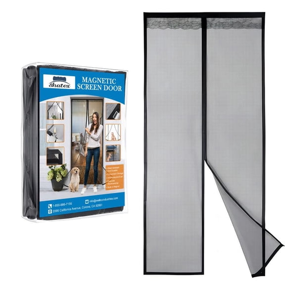 32 in. x 80 in. Black Velcro Fiberglass Magnetic Screen Doors with Super Strong Encryption Magnets