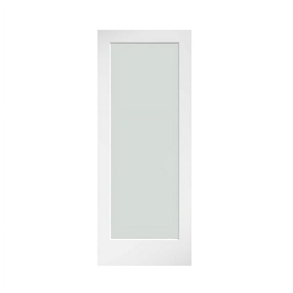 32 in. x 80 in. x 1-3/8 in. Frosted Glass 1-Lite White Finished Solid Wood Core French Interior Door Slab