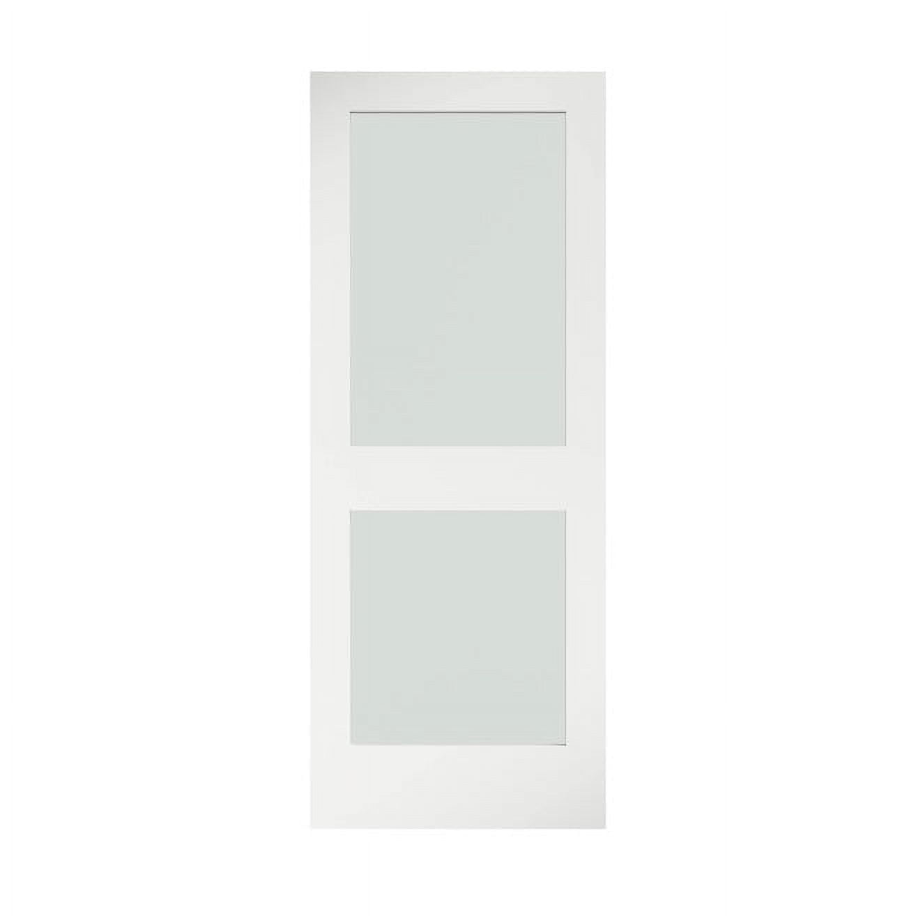 32" x 80" White Primed Pine 2-Panel Frosted Glass Interior Door