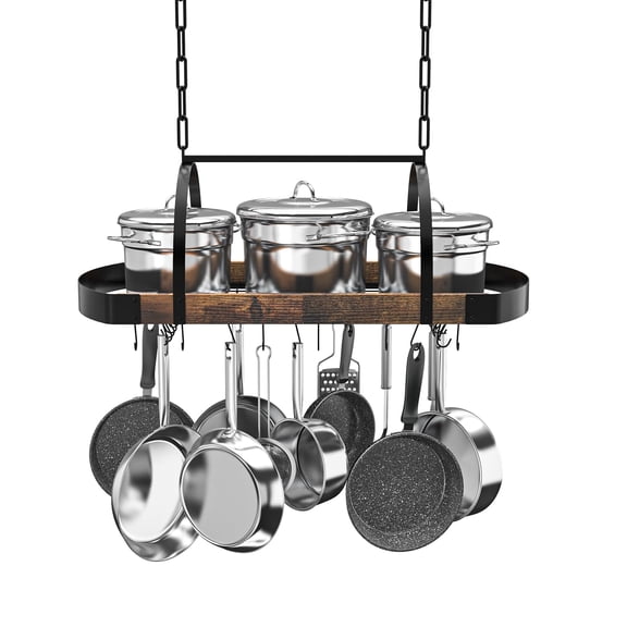 32-inch Ceiling Hanging Pot Rack with 16 Detachable S Hooks