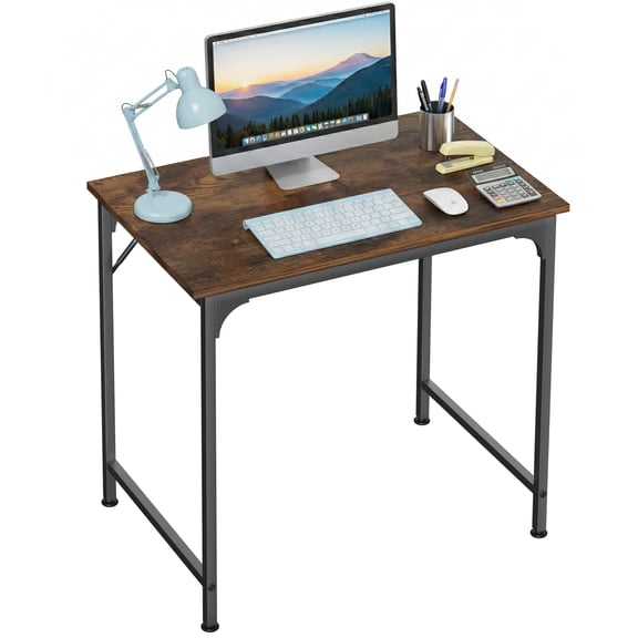 32 inch Computer Desk, Study Writing Table for Small Space, Save Space Office Desk with Metal Legs, Modern Steel Frame Wood PC Workstation for Home Office, Vintage
