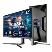 32 inch Curved Gaming Monitor WQHD 165Hz, 2560 x 1440p 2K 165Hz Computer Monitor, 1ms, Compatible with 144Hz/120Hz/60Hz, HDR10 90% DCI-P3, Adaptive Sync, HDMI & DP