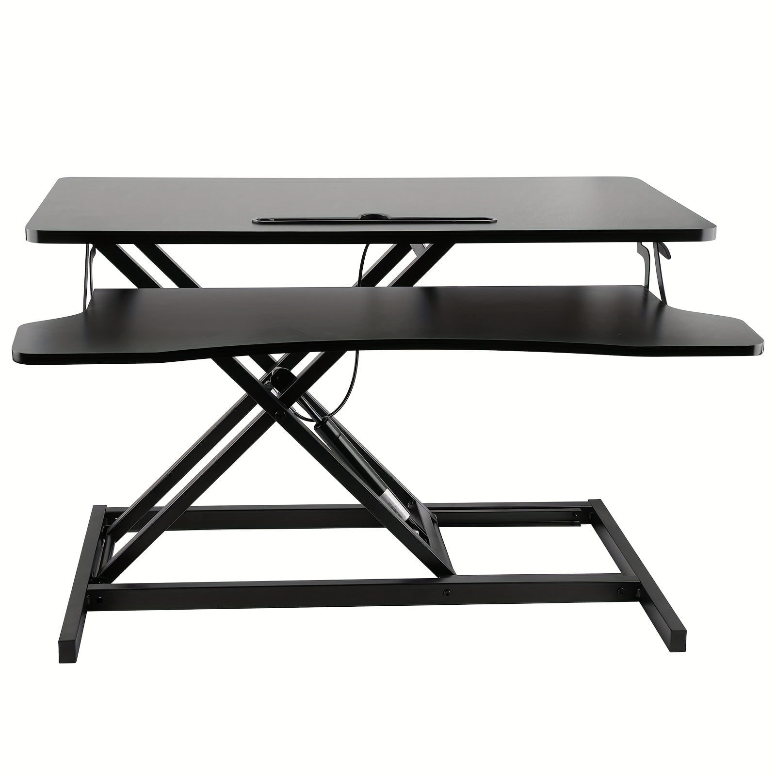 32'' Black Height Adjustable Standing Desk Converter with Keyboard Tray