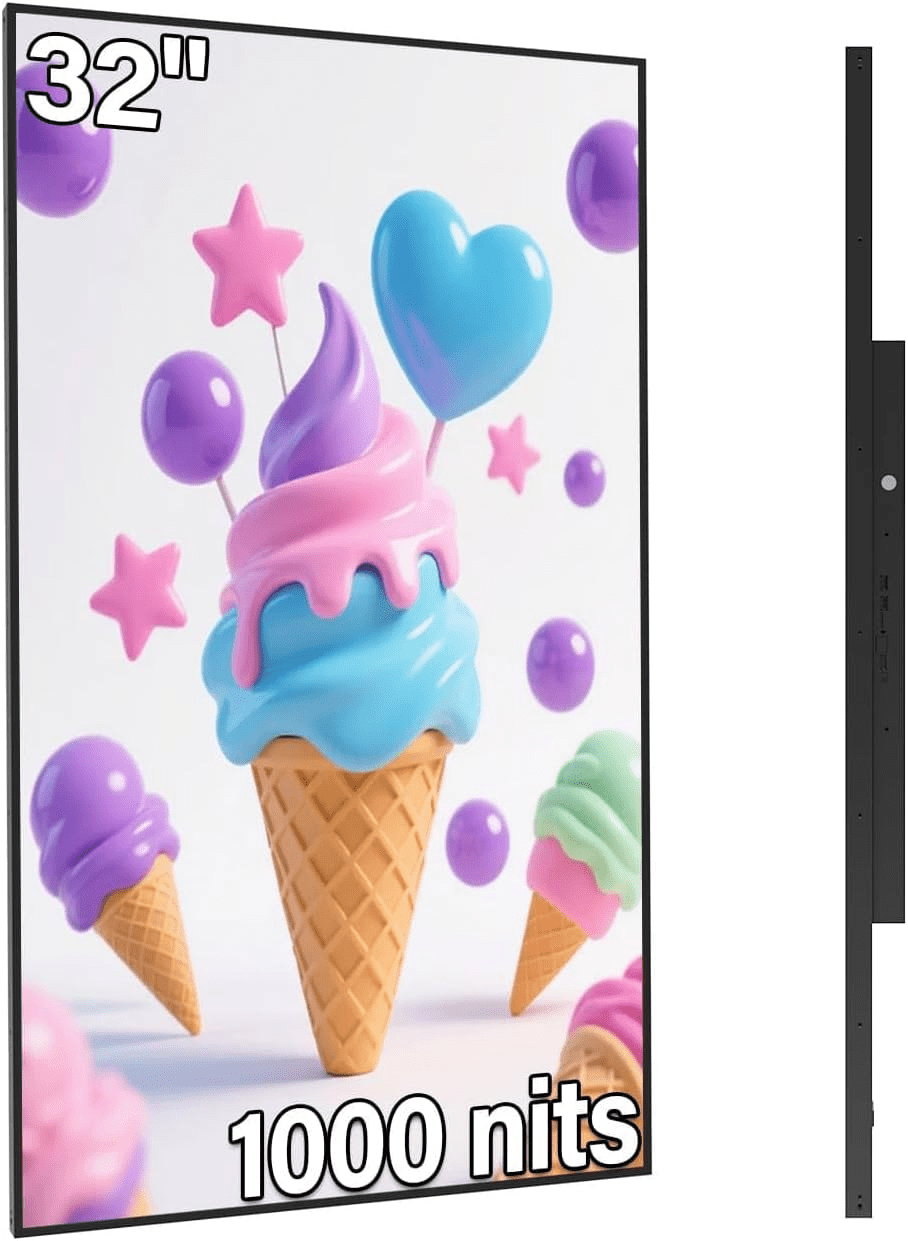 32 inch Digital Signage, 1000nits High Brightness Advertising Display, Slim Fit Frameless LCD Monitor, CMS Remote Publishing, 24/7 Operation, Smart Split Screen Play, HDMI/USB/WiFi/Android System - Walmart.com