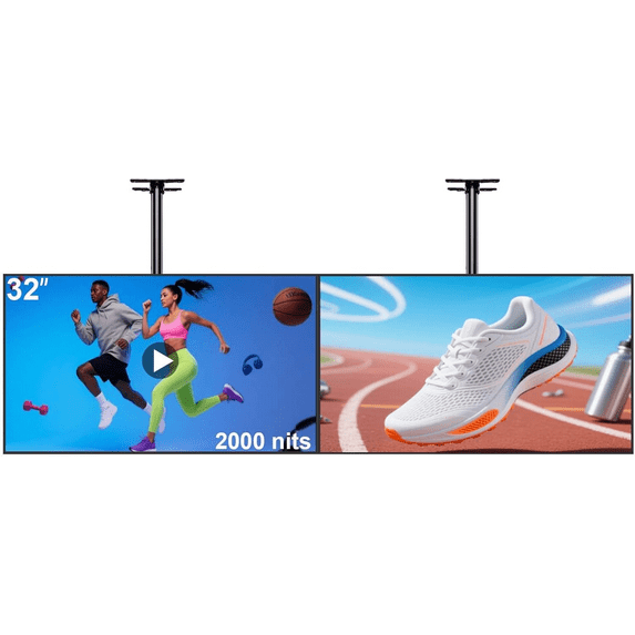 32 inch Digital Signage, 2000nits High Brightness Advertising Display, Slim Fit Frameless LCD Monitor, CMS Remote Publishing, 24/7 Operation, Smart Split Screen Play, HDMI/USB/WiFi