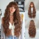 32-inch Full Wig with Big Waves and Blunt Bangs Realistic Synthetic Hair