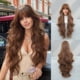 32-inch Full Wig with Big Waves and Blunt Bangs Realistic Synthetic Hair