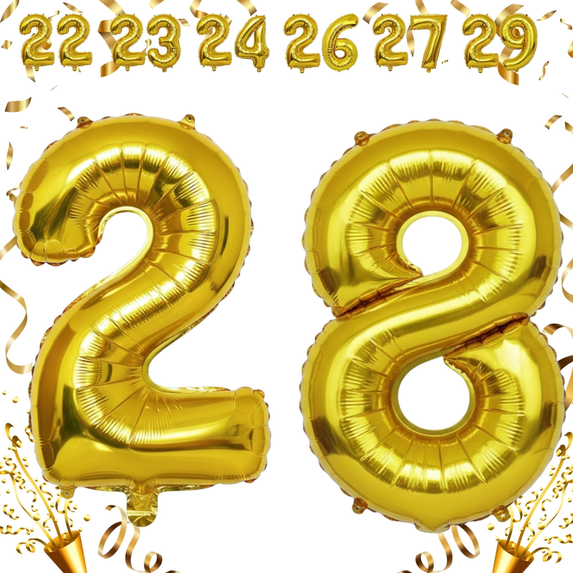 Gold 28 Number Balloon 32 inch Large Helium & Air Inflation Foil Mylar ...