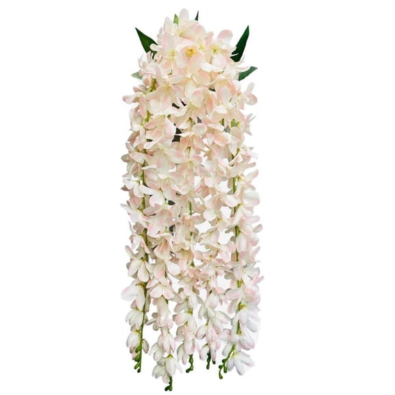 32 inch Hanging Orchid Bush - Cream & Pink Silk Flowers - Party Supplies Decorations