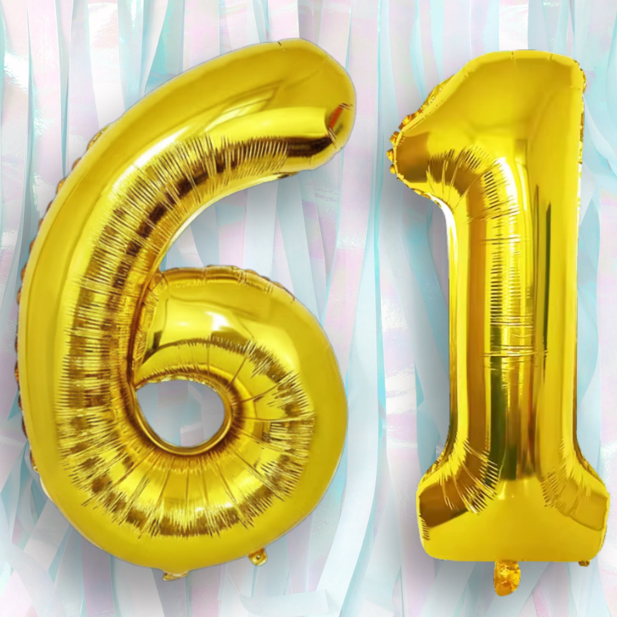 Gold Number 61 Mylar Foil Balloon 32 inch - Helium or Air Filled ...
