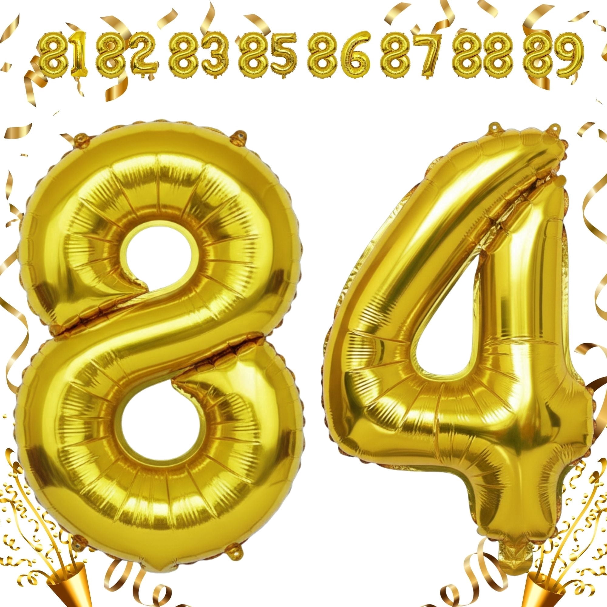 Gold Number 84 Mylar Foil Balloon 32 inch - Helium or Air Filled ...