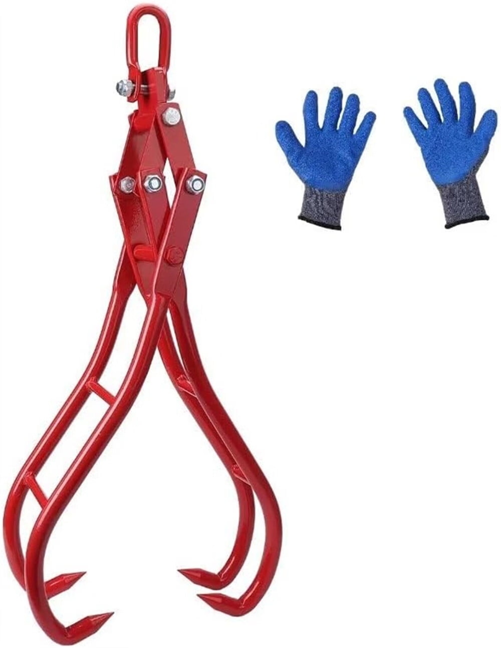 32 inch Log Tongs, 4 Claw Hook Tongs Timber Claw Hook Steel Log Grabber
