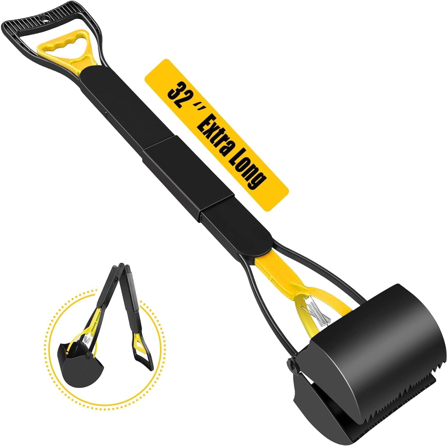 Scop Poop 32 inch Long Handle Pooper Scooper for Dogs, Heavy Duty Foldable Dog ...
